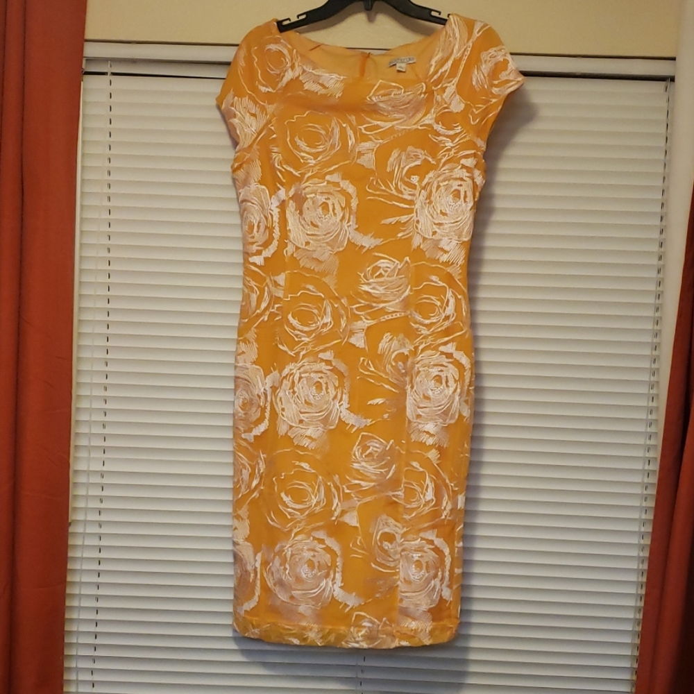 NY&Co Eva Mendes Orange Floral Dress